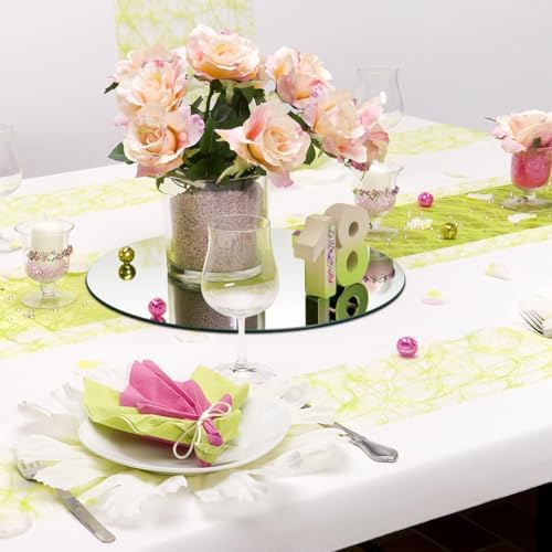 13PCS Round Mirror Centerpiece Plates for Tables, 12" Acrylic Mirror Tray for Wedding Decor, Table Candle, alternate view 4