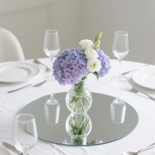 13PCS Round Mirror Plates for Wedding Centerpieces, 8" Acrylic Circle Mirror Tray for Tables, Reflective Candle, alternate