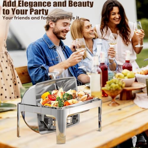 13QT Roll Top Chafing Dishes for Buffet: Chafers and Buffet Warmers Sets, alternate view 2