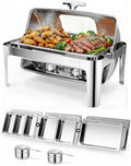 13QT Roll Top Chafing Dishes for Buffet: Chafing Dish Set with Glass Window