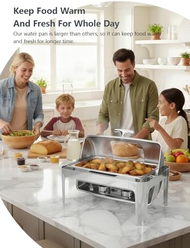 13QT Roll Top Chafing Dishes for Buffet: Chafing Dish Set with Glass Window, alternate view 2