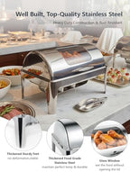 13QT Roll Top Chafing Dishes for Buffet: Chafing Dish Set with Glass Window, alternate view 3