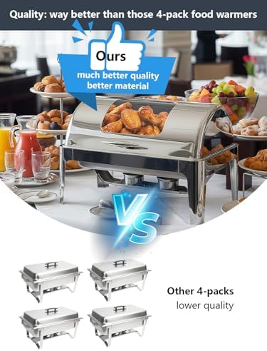 13QT Roll Top Chafing Dishes for Buffet: Chafing Dish Set with Glass Window, alternate view 4