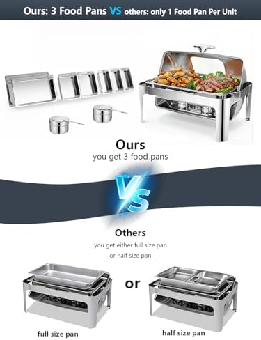 13QT Roll Top Chafing Dishes for Buffet: Chafing Dish Set with Glass Window, alternate view 5
