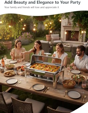 13QT Roll Top Chafing Dishes for Buffet: Chafing Dish Set with Glass Window, alternate view 6
