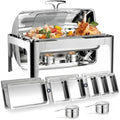 13QT Roll Top Chafing Dishes for Buffet: (Visual Chafing Dish)