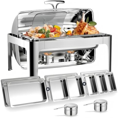 13QT Roll Top Chafing Dishes for Buffet: (Visual Chafing Dish)