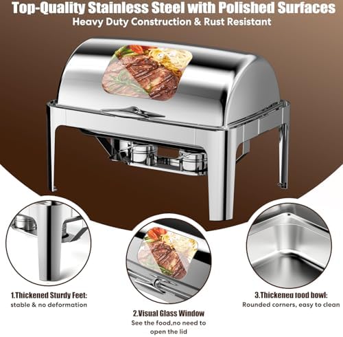13QT Roll Top Chafing Dishes for Buffet: (Visual Chafing Dish), alternate view 4