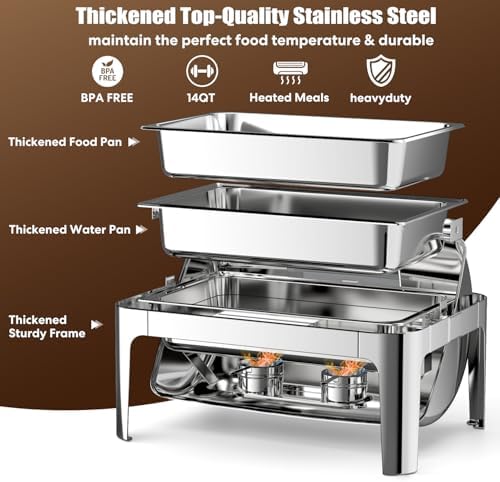 13QT Roll Top Chafing Dishes for Buffet: (Visual Chafing Dish), alternate view 7