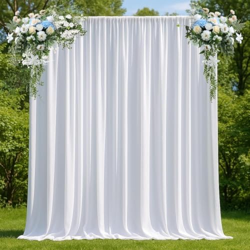 13x10ft White Curtains Backdrop for Wedding Parties 6.5x10ft,2 Panels in 13x10ft