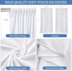 13x10ft White Curtains Backdrop for Wedding Parties 6.5x10ft,2 Panels in 13x10ft, alternate view 3