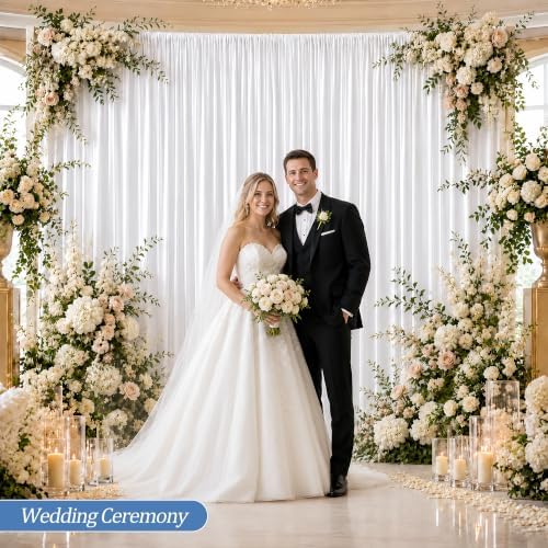 13x10ft White Curtains Backdrop for Wedding Parties 6.5x10ft,2 Panels in 13x10ft, alternate view 4