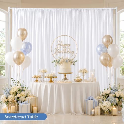 13x10ft White Curtains Backdrop for Wedding Parties 6.5x10ft,2 Panels in 13x10ft, alternate view 5