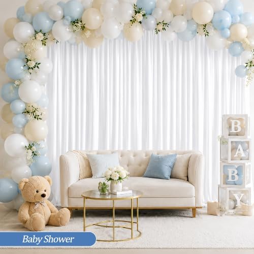 13x10ft White Curtains Backdrop for Wedding Parties 6.5x10ft,2 Panels in 13x10ft, alternate view 6