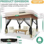 13x13 FT Pop up Gazebo on Clearance - Outdoor pop up Canopy Tent, carpas para Patio, Shelter - Screen Tents with, alternate
