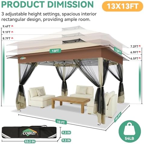 13x13 FT Pop up Gazebo on Clearance - Outdoor pop up Canopy Tent, carpas para Patio, Shelter - Screen Tents with, alternate