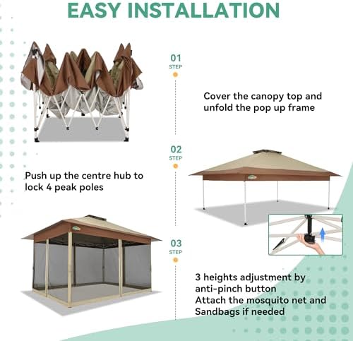 13x13 FT Pop up Gazebo on Clearance - Outdoor pop up Canopy Tent, carpas para Patio, Shelter - Screen Tents with, alternate