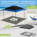 13x13 Pop Up Canopy Tent, Auto Extended Eaves, Black/Blue, alternate view 5