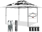 13x13 Pop Up Canopy Tent, Auto Extended Eaves, Cow Print