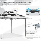 13x13 Pop Up Canopy Tent, Auto Extended Eaves, Cow Print, alternate view 4