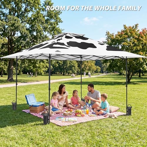 13x13 Pop Up Canopy Tent, Auto Extended Eaves, Cow Print, alternate view 5