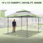 13x13 Pop Up Canopy Tent, Auto Extended Eaves, Gray in Gray, alternate view 3
