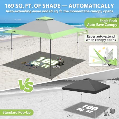 13x13 Pop Up Canopy Tent, Auto Extended Eaves, Gray in Gray, alternate view 5