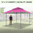 13x13 Pop Up Canopy Tent, Auto Extended Eaves, Light Pink in Light Pink, alternate view 3