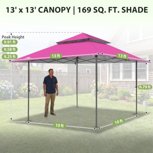 13x13 Pop Up Canopy Tent, Auto Extended Eaves, Light Pink in Light Pink, alternate view 3