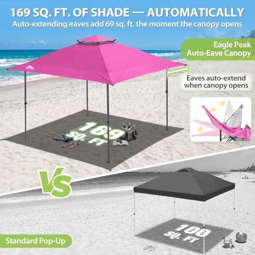 13x13 Pop Up Canopy Tent, Auto Extended Eaves, Light Pink in Light Pink, alternate view 4
