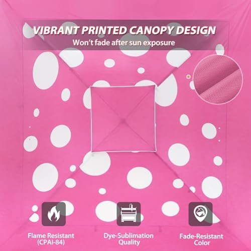 13x13 Pop Up Canopy Tent, Auto Extended Eaves, Pink Mushroom, alternate view 6