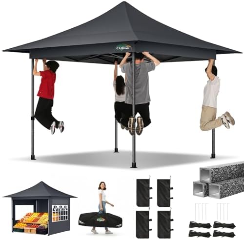 13x13 Pop Up Canopy Tent Heavy Duty with Auto-Extending Eaves