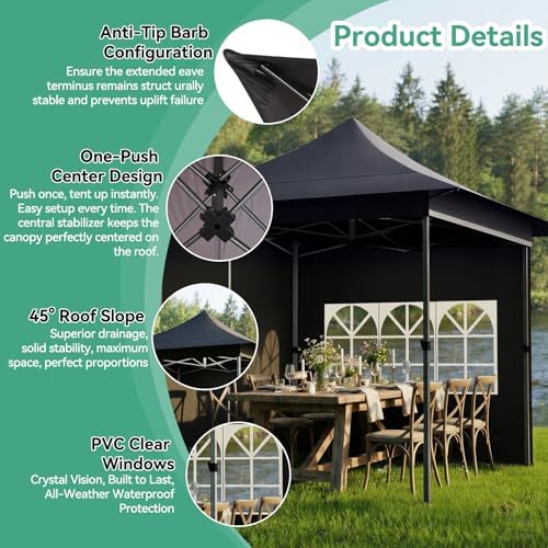 13x13 Pop Up Canopy Tent Heavy Duty with Auto-Extending Eaves, alternate view 6