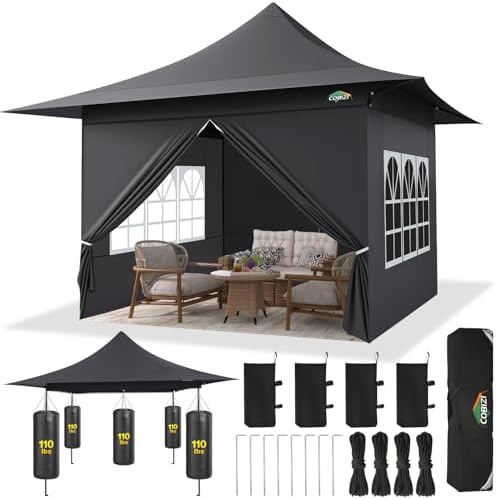 13x13 Pop up Canopy with 4 Sidewalls, Heavy Duty Tent for Parties