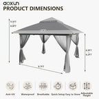 13x13 Pop Up Gazebo Canopy Tent with Mesh Netting, Beige & Coffee, alternate view 3