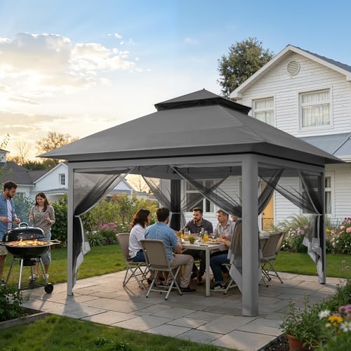13x13 Pop Up Gazebo for Patio, Backyard, Deck - Dark Gray in Dark Gray, alternate view 2