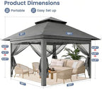 13x13 Pop Up Gazebo for Patio, Backyard, Deck - Dark Gray in Dark Gray, alternate view 3
