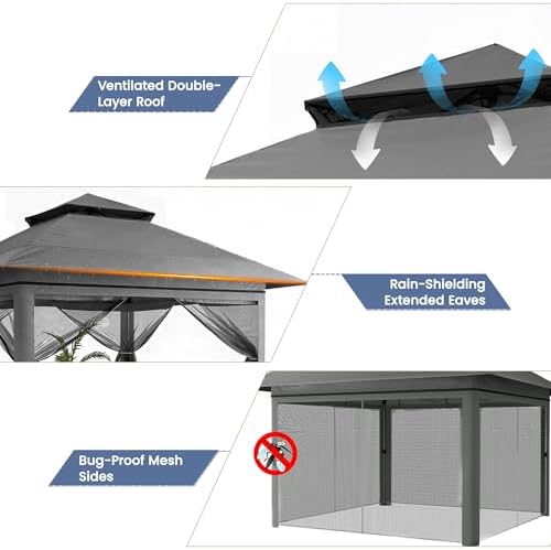 13x13 Pop Up Gazebo for Patio, Backyard, Deck - Dark Gray in Dark Gray, alternate view 5