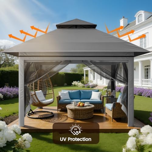 13x13 Pop Up Gazebo for Patio, Backyard, Deck - Dark Gray in Dark Gray, alternate view 6