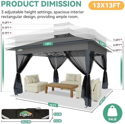 13x13 Pop up Gazebo on Clearance, Outdoor pop up Canopy Tent, carpas para Patio, Shelter - Screen Tents with, alternate view
