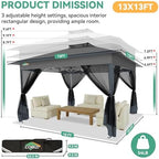 13x13 Pop up Gazebo on Clearance, Outdoor pop up Canopy Tent, carpas para Patio, Shelter - Screen Tents with, alternate view