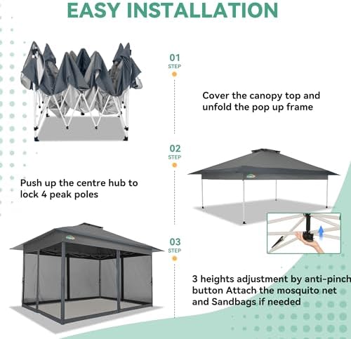 13x13 Pop up Gazebo on Clearance, Outdoor pop up Canopy Tent, carpas para Patio, Shelter - Screen Tents with, alternate view