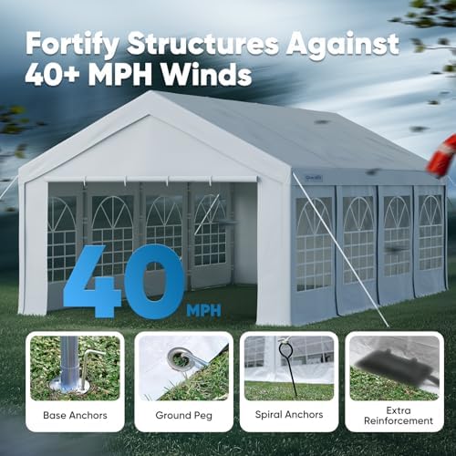 13x26 Heavy Duty Party Tent Outdoor Canopy with Storage Bags, alternate view 5
