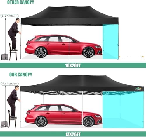 13x26 Heavy Duty Pop Up Canopy Tent with Sidewalls, Easy Up Canopy, alternate view 3