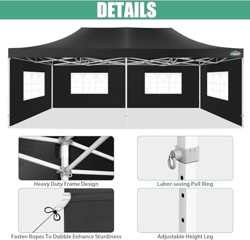 13x26 Heavy Duty Pop Up Canopy Tent with Sidewalls, Easy Up Canopy, alternate view 5