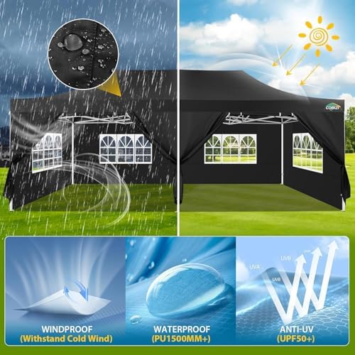 13x26 Heavy Duty Pop Up Canopy Tent with Sidewalls, Easy Up Canopy, alternate view 7