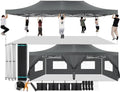 13x26 Pop Up Canopy Tent, Heavy Duty Canopy(Gray with 6 Sidewalls)