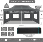 13x26 Pop Up Canopy Tent, Heavy Duty Canopy(Gray with 6 Sidewalls), alternate view 2