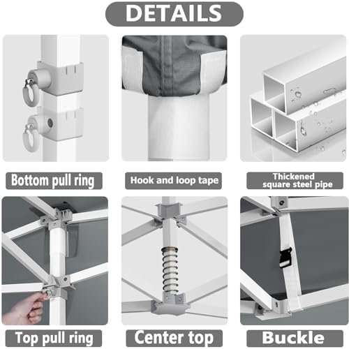 13x26 Pop Up Canopy Tent, Heavy Duty Canopy(Gray with 6 Sidewalls), alternate view 4