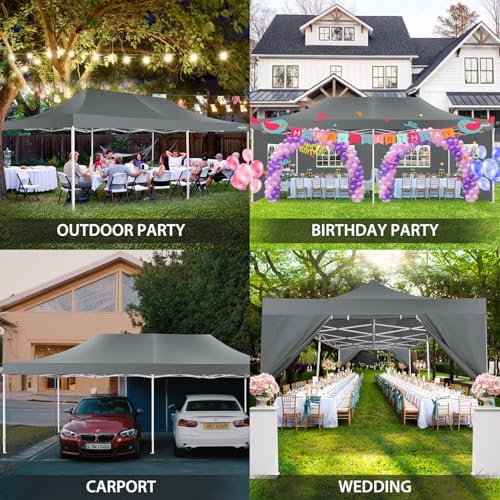 13x26 Pop Up Canopy Tent, Heavy Duty Canopy(Gray with 6 Sidewalls), alternate view 6